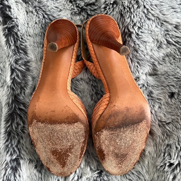 Stuart Weitzman Multi Color Leather Snakeskin Slingback Sandals Size 7.5 - Picture 7 of 9